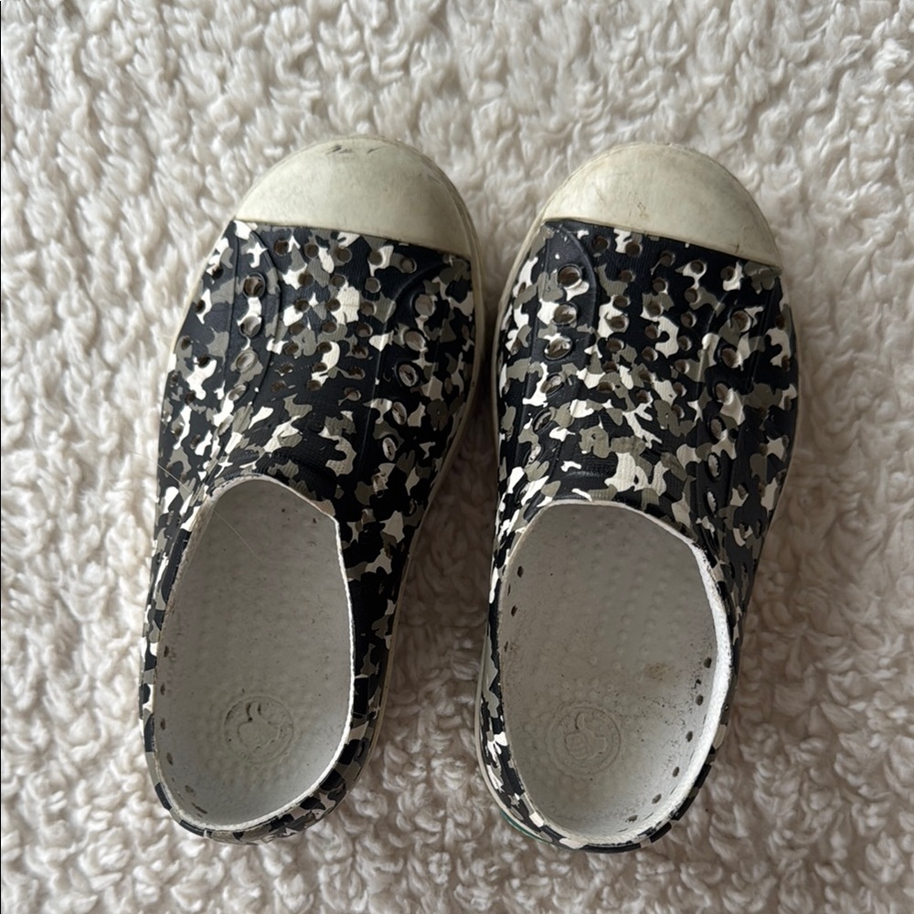 Kids Black and White Slip-On Shoes